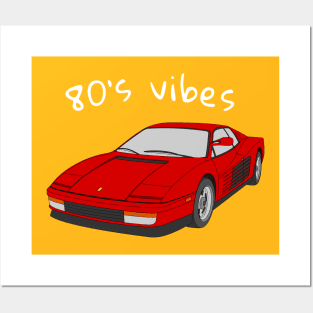 vintage ferrari car 80s Posters and Art